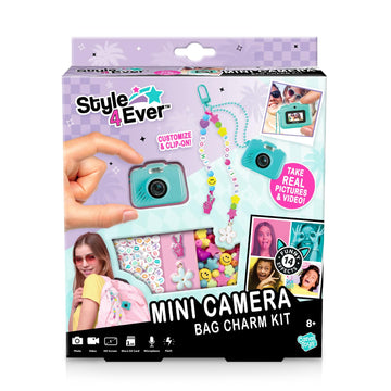 Style 4 Ever Mini Digital Camera Bag Charm Kit - Turquoise: Built in Frames and Filters, DIY Keychain Craft Set for Kids with Stickers & Accessories