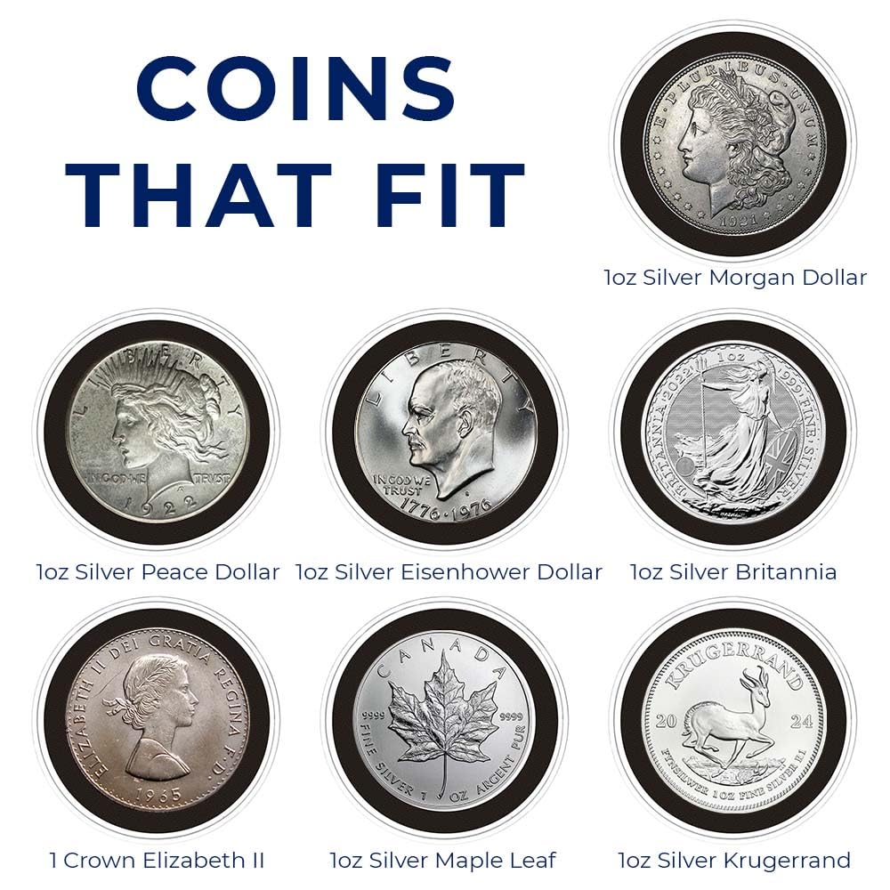 OnFireGuy Red Cap Tube & 20-Pack 38mm Black Ring Coin Holders for Silver Dollars | Protective Coin Cases for 1oz Silver Morgan Peace Eisenhower