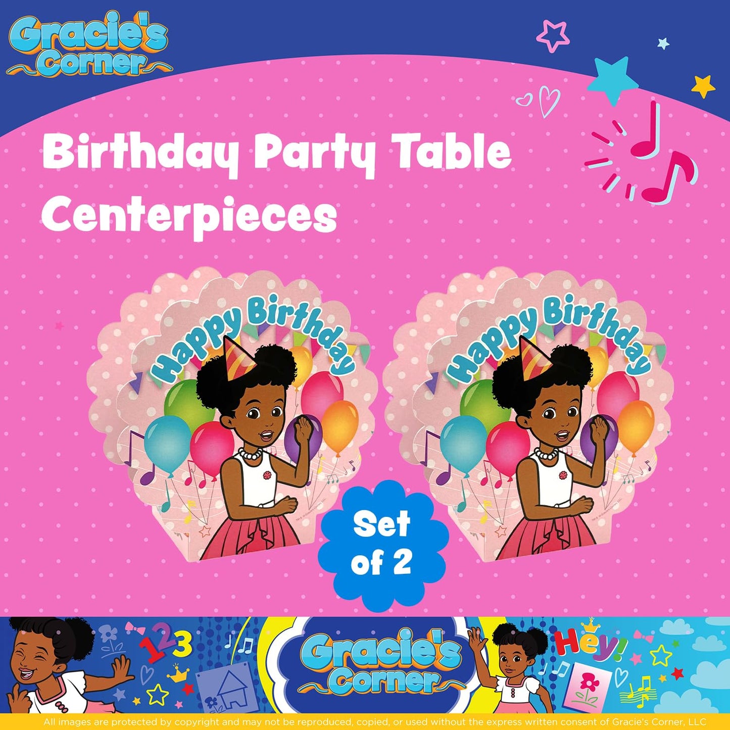 Gracie’s Corner Decoration Table Centerpiece, Birthday Party 360-Degree Centerpiece Table Decorations, Custom Table Decore for Birthday Parties