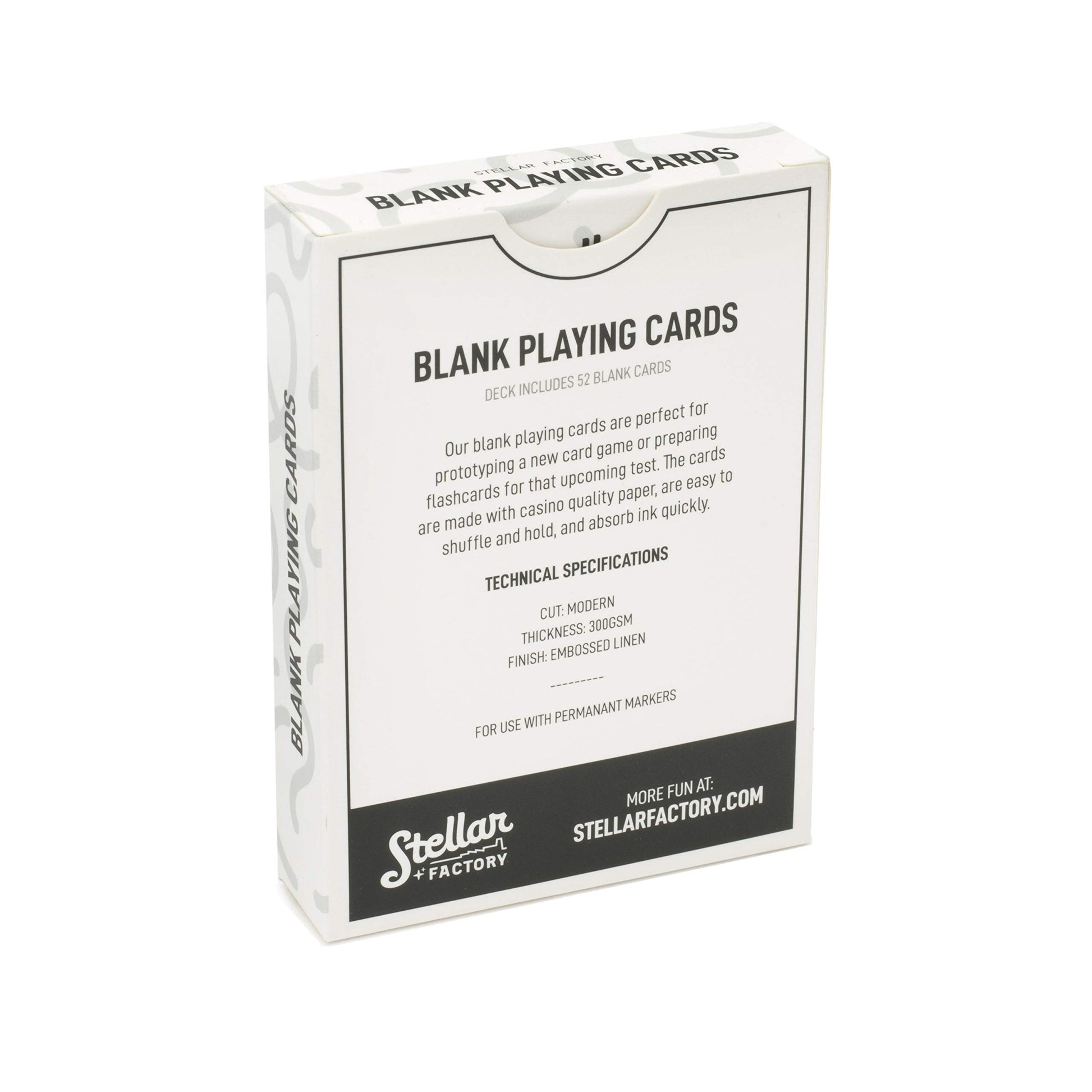 Stellar Factory Blank Playing Cards 52-Count | Casino-Quality Cardstock | Game Design, Prototyping & Flashcards | Poker Size 2.5" x 3.5" with Tuck Box