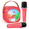 Karaoke Machine for Kids with 2 Wireless Microphones,Girls Speaker with Christmas Colorful LED Lights,Birthday Gift for 3-12 Years Old,Portable Toys