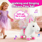 HCdoujoy White Unicorn Toys for Girls Toy Set Singing Walking Electronic Plush Unicorns with Control Leash, Pretend Dress Up Animated Stuffed Unicorn