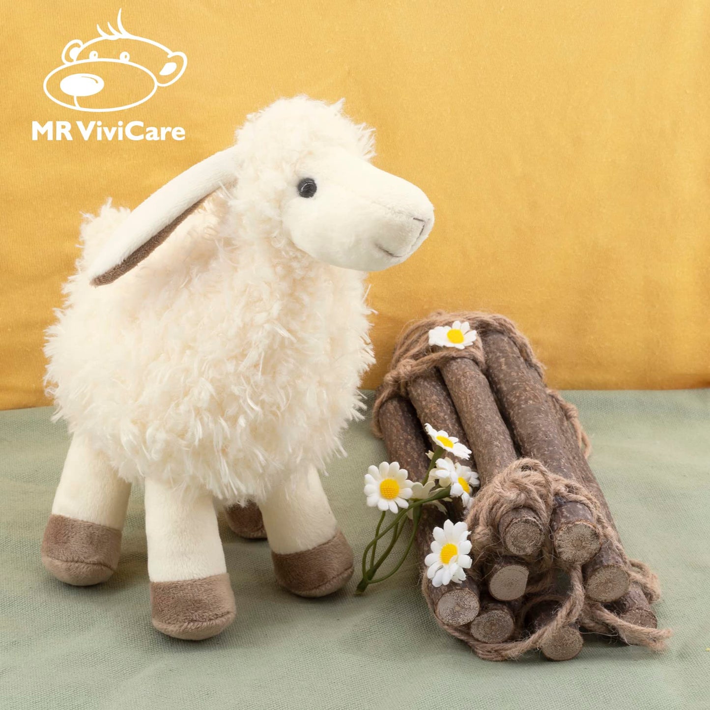 MR ViviCare 8.5" White/Cream Sheep Stuffed Animals for Boys and Girls,Soft and Adorable Lamb Plush Toys for Newborn Babies,Great Gifts on