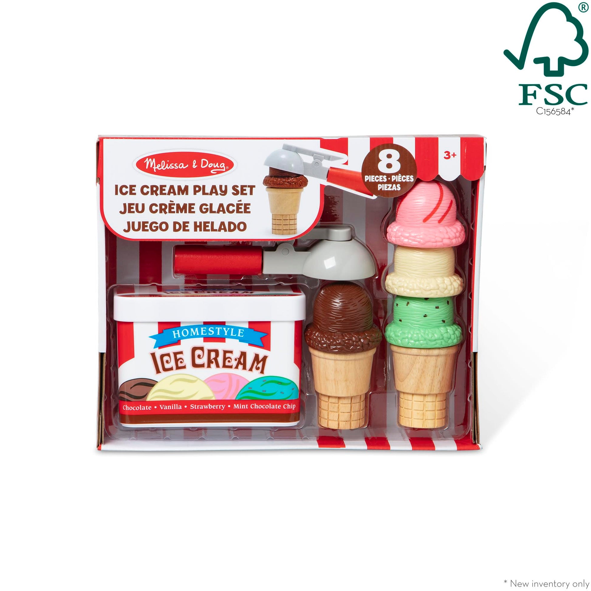 Melissa & Doug Scoop and Stack Ice Cream Playset, Magnetic Wooden Toys & Pretend Play Kitchen Accessories, Preschool Learning Toys for Girls & Boys 3+