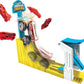 Hot Wheels Monster Trucks Big Air Breakout Play Set with 5 Alarm 1:64 Scale die-cast Metal Body Monster Truck 4 Plastic Crushed Cars 1 Slam Launcher
