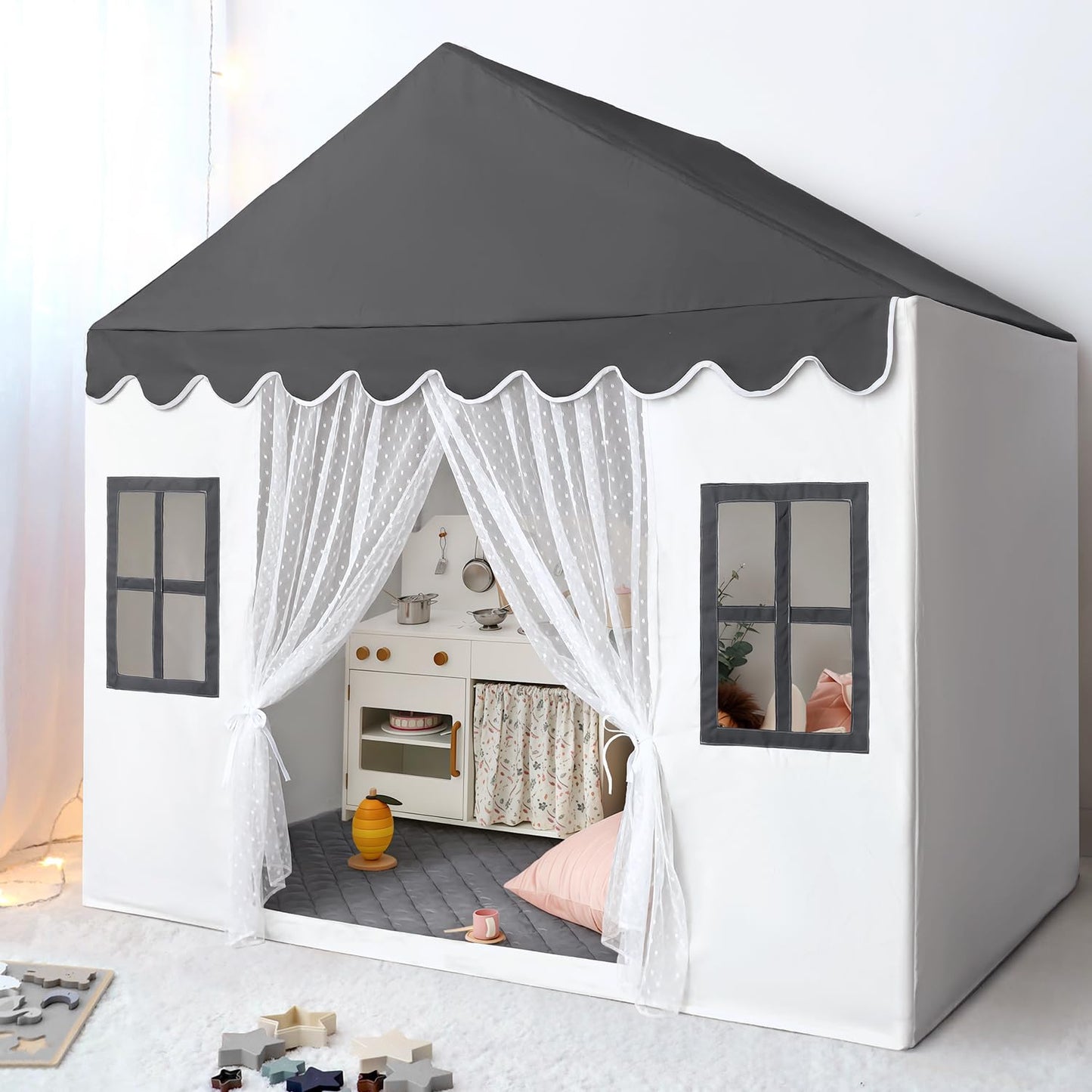 Kids Play Tent with Padded Mat, Kids Tent Playhouse Tent for Kids Ages 4-8