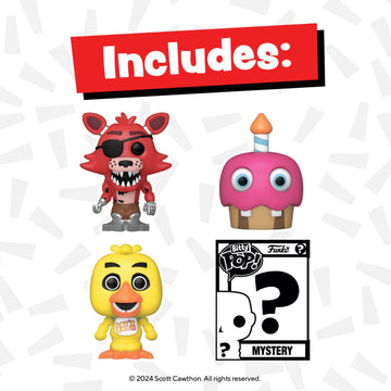 Funko Bitty Pop! Five Nights At Freddy's 4-Pack: Foxy, Cupcake, Chica, and A Surprise Mystery Mini Figure - 0.9 Inch (2.2 Cm) Collectable - Gift Idea