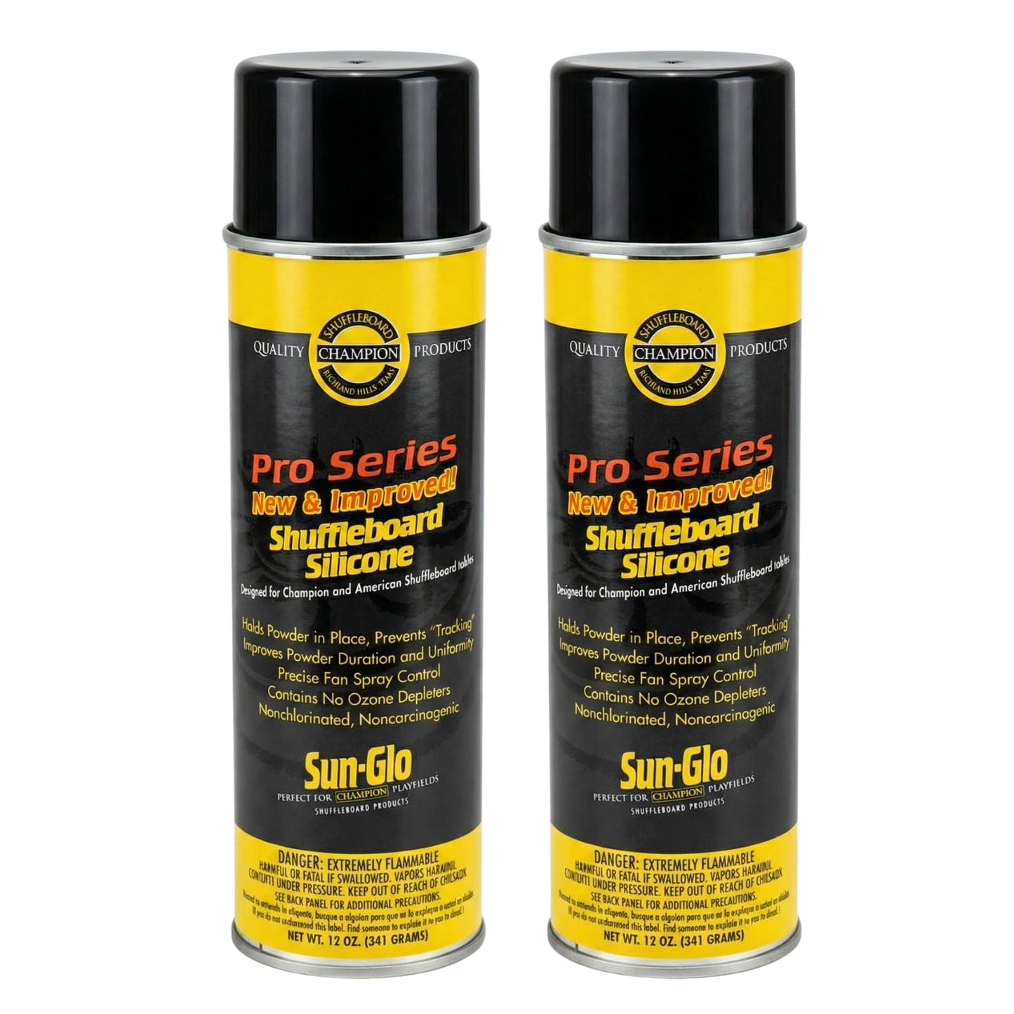 Sunglo Pro Series Shuffleboard Silicone Spray - Premium Table Cleaner & Polish for Consistent Slide and Surface Protection - 12 oz Can (2-Pack)