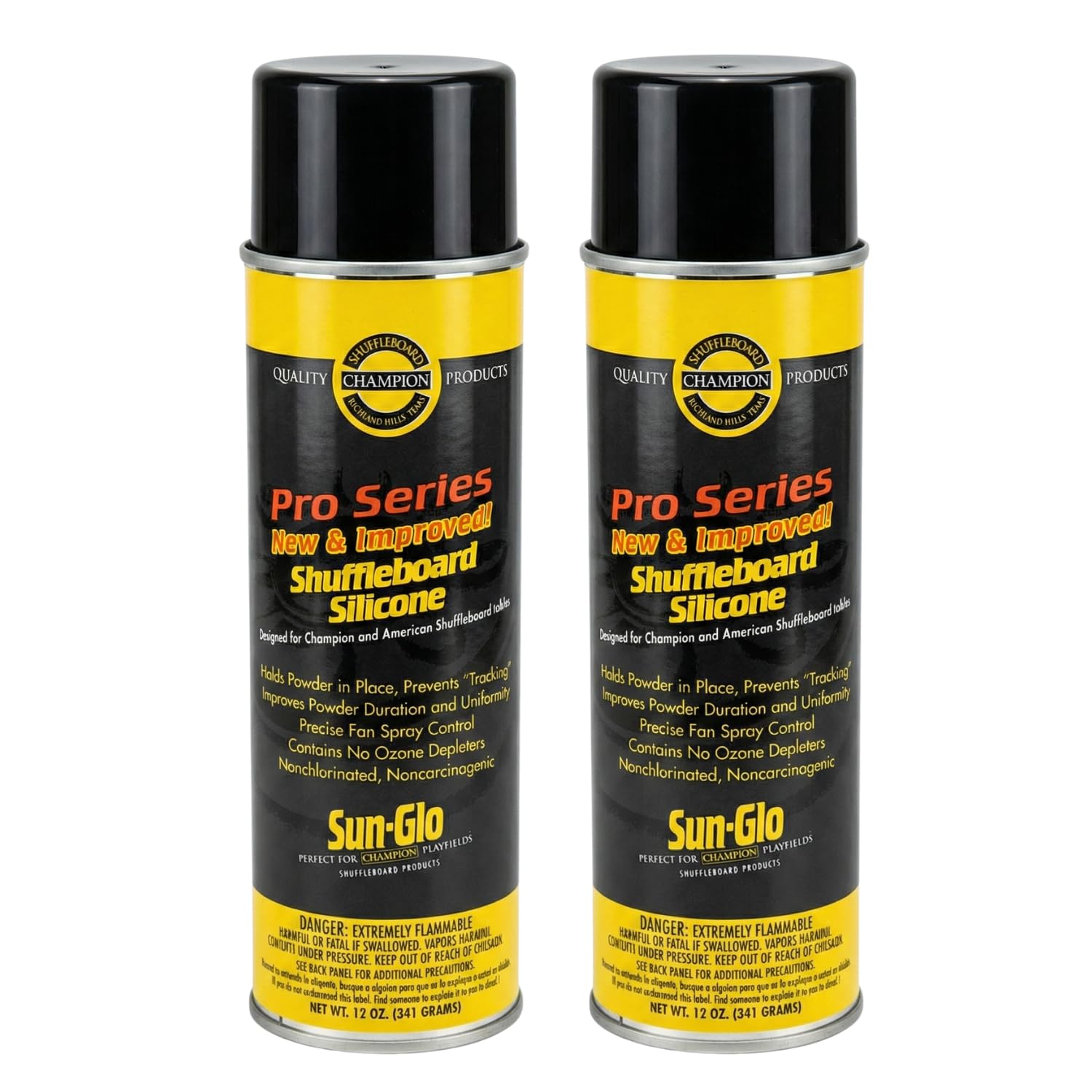 Sunglo Pro Series Shuffleboard Silicone Spray - Premium Table Cleaner & Polish for Consistent Slide and Surface Protection - 12 oz Can (2-Pack)