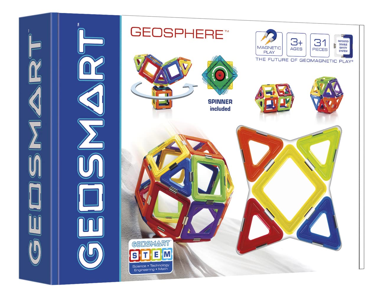 GeoSmart GeoSphere 31-Piece GeoMagnetic STEM Building Set with Spinner