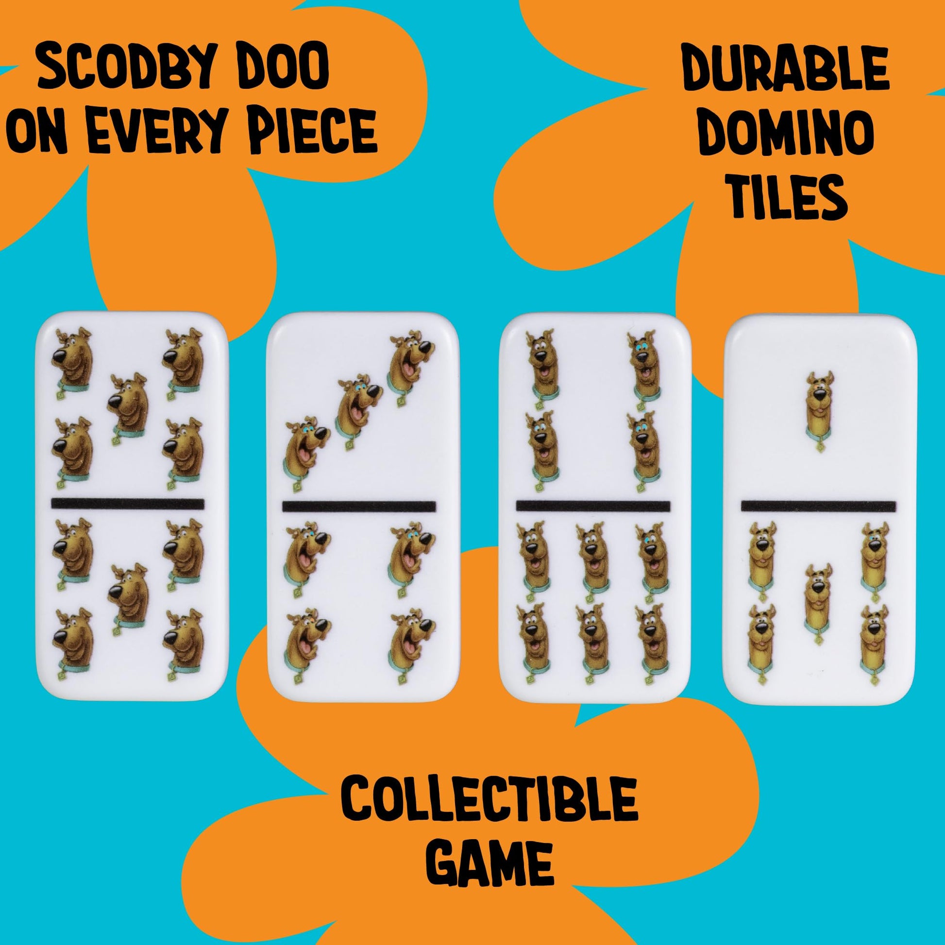 AQUARIUS Scooby-Doo Family Double 6 Dominoes Game - 28 Cartoon Tiles Featuring Scooby Doo - Easy Matching Game for Kids & Adults - Official Scooby-Doo