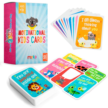 merka Lunch Notes for Kids - 50 Multicolor 3.5" x 2.5" Lunch Box Notes - Motivational & Inspiring Daily Affirmations