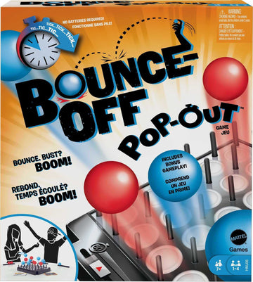 Mattel Games Bounce-Off Pop-Out Party Game for Kids, Adults and Family Night, Bounce Fast or Balls Go Flying for 1-4 Players
