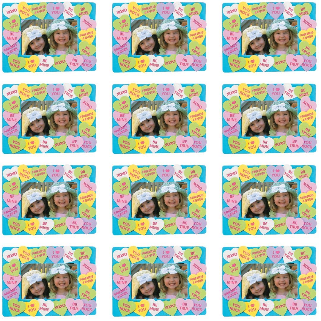 Conversation Heart Picture Frame Craft Kit - Makes 12 - Crafts for Kids and Fun Home Activities