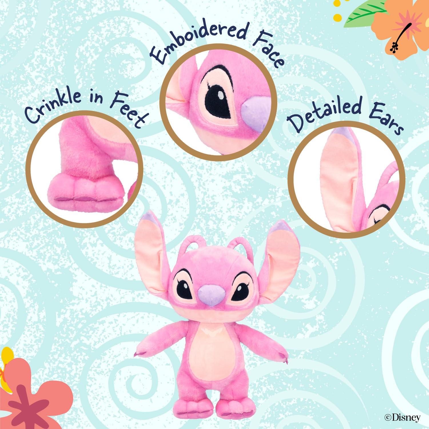 Kids Preferred Disney Baby Lilo & Stitch Angel Soft Huggable Stuffed Animal Cute Plush Toy for Toddler Boys and Girls, Gift for Kids, Pink Angel 15