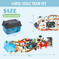 WoodenEdu 100Pcs Wooden Train Set for 3 Year Old Boys, Double-Side Train Set Tracks with Bridge Train Station & Storage Box, Fits Brio, Thomas