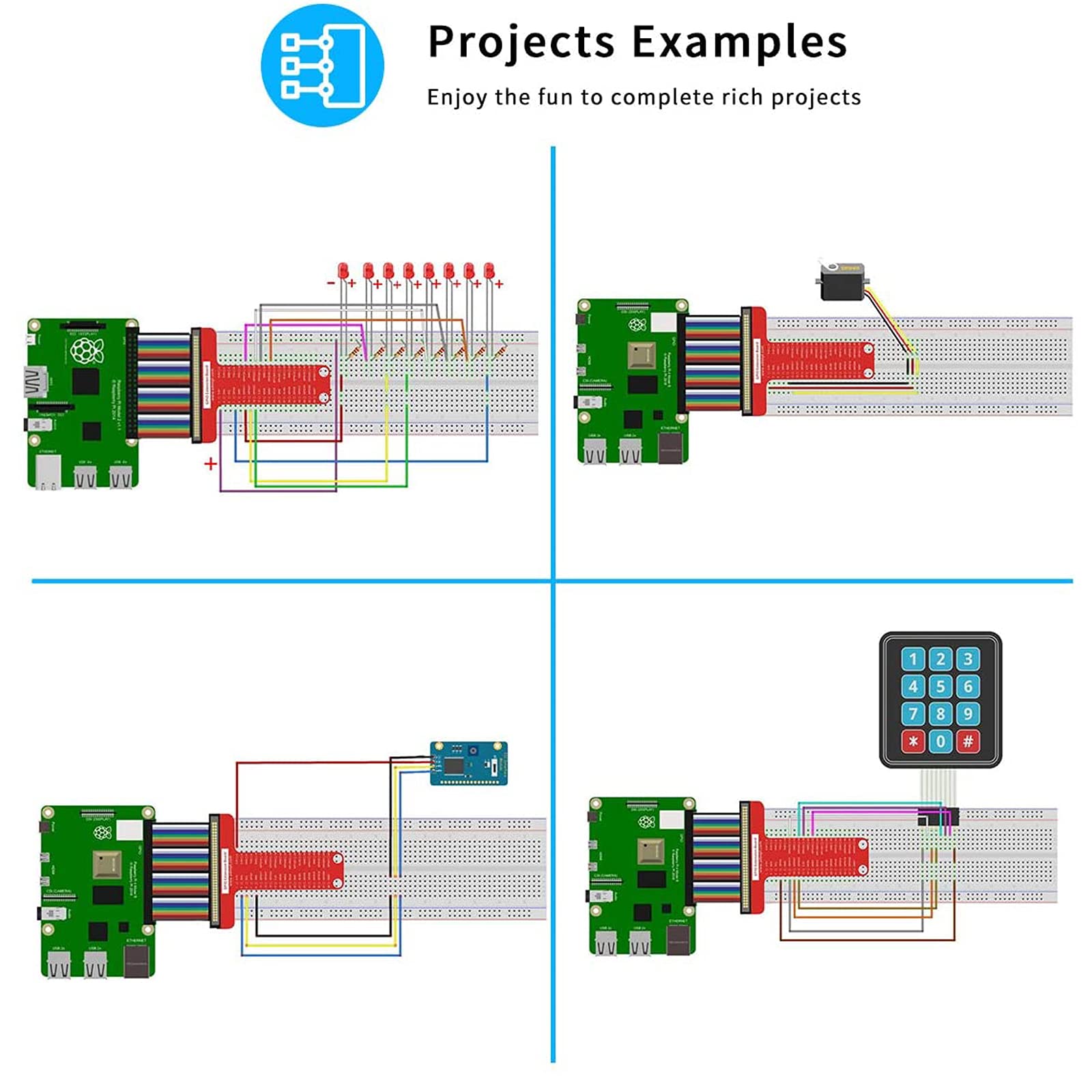Adeept Upgraded Ultimate Starter Kit for Raspberry Pi 4 3 B+ B 3B 3B+ 2B, Python C Code, 40 Projects, STEM Education Kit, DIY Electronic Components