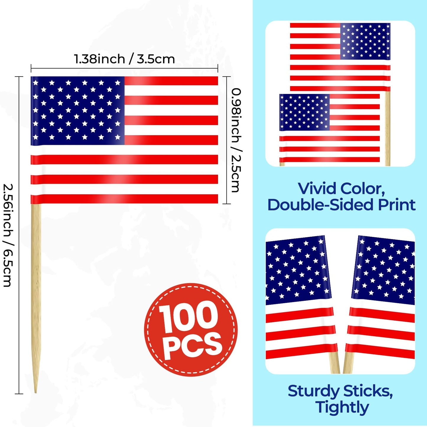 100 Pcs World Toothpick Flags, Mini Stick Flags Cupcake Toppers World Soccer Cup Party Decoration Celebration Cocktail Food Cake Flags