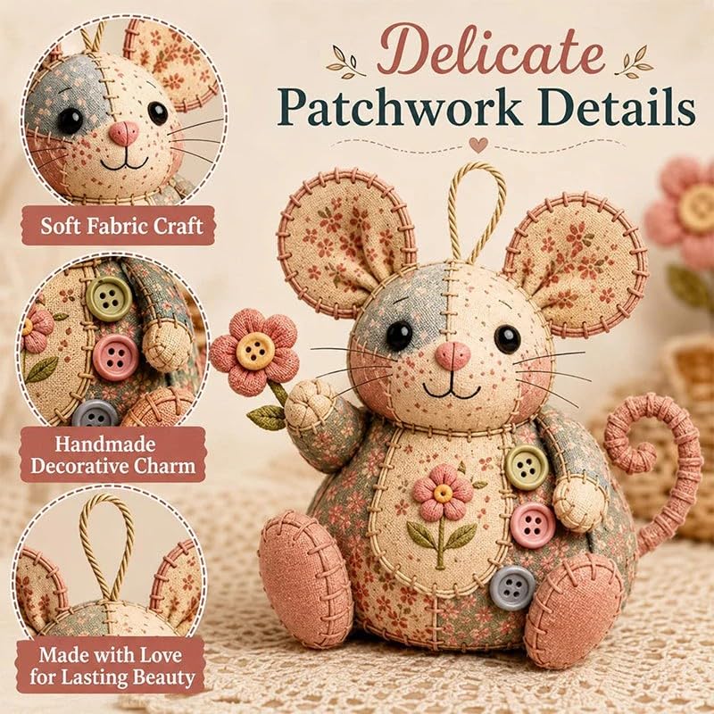 WEERSHUN Handcrafted Vintage Mouse Plush Sewing Kit, Handmade Craft Set, Cute Stuffed Mouse Ornament for Beginners Holiday & Birthday Gift, Fun Felt