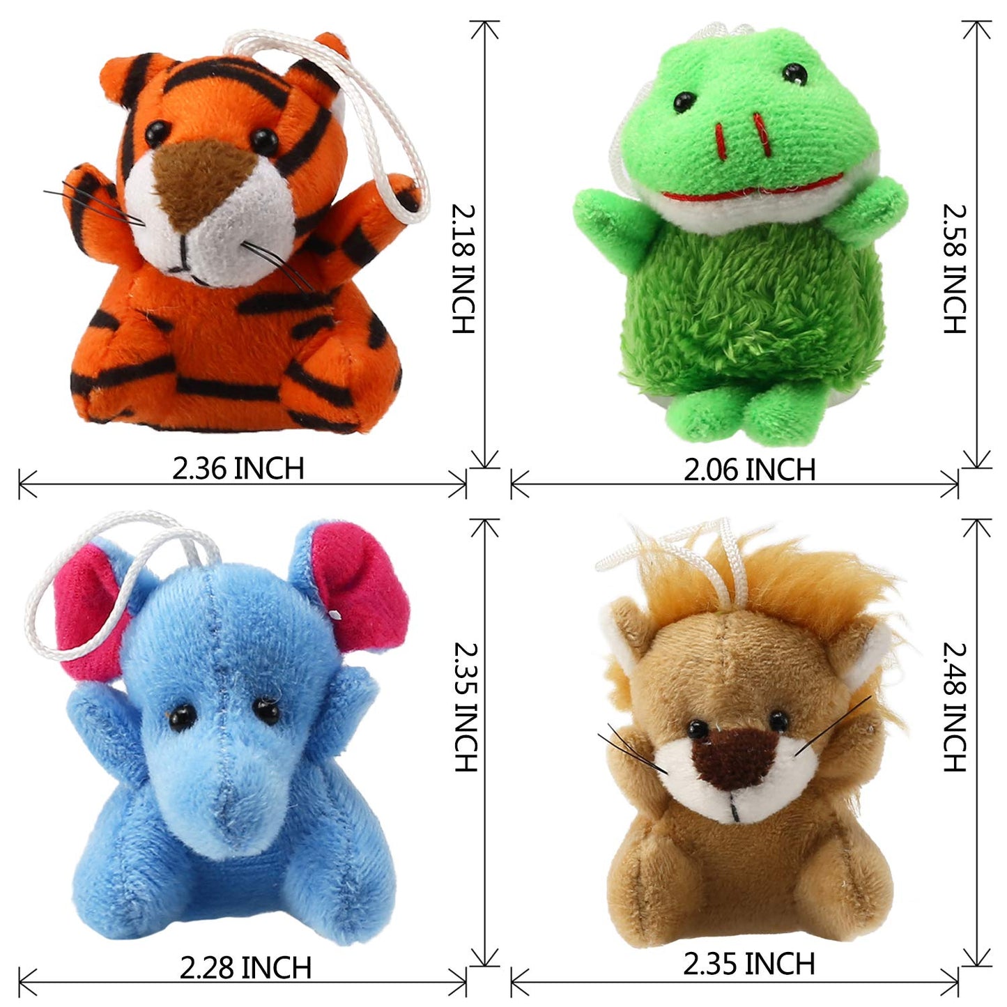 32 Piece Mini Plush Animal Toy Set, Cute Small Animals Plush Keychain Decoration for Themed Parties, Kindergarten Gift, Teacher Student Award, Goody