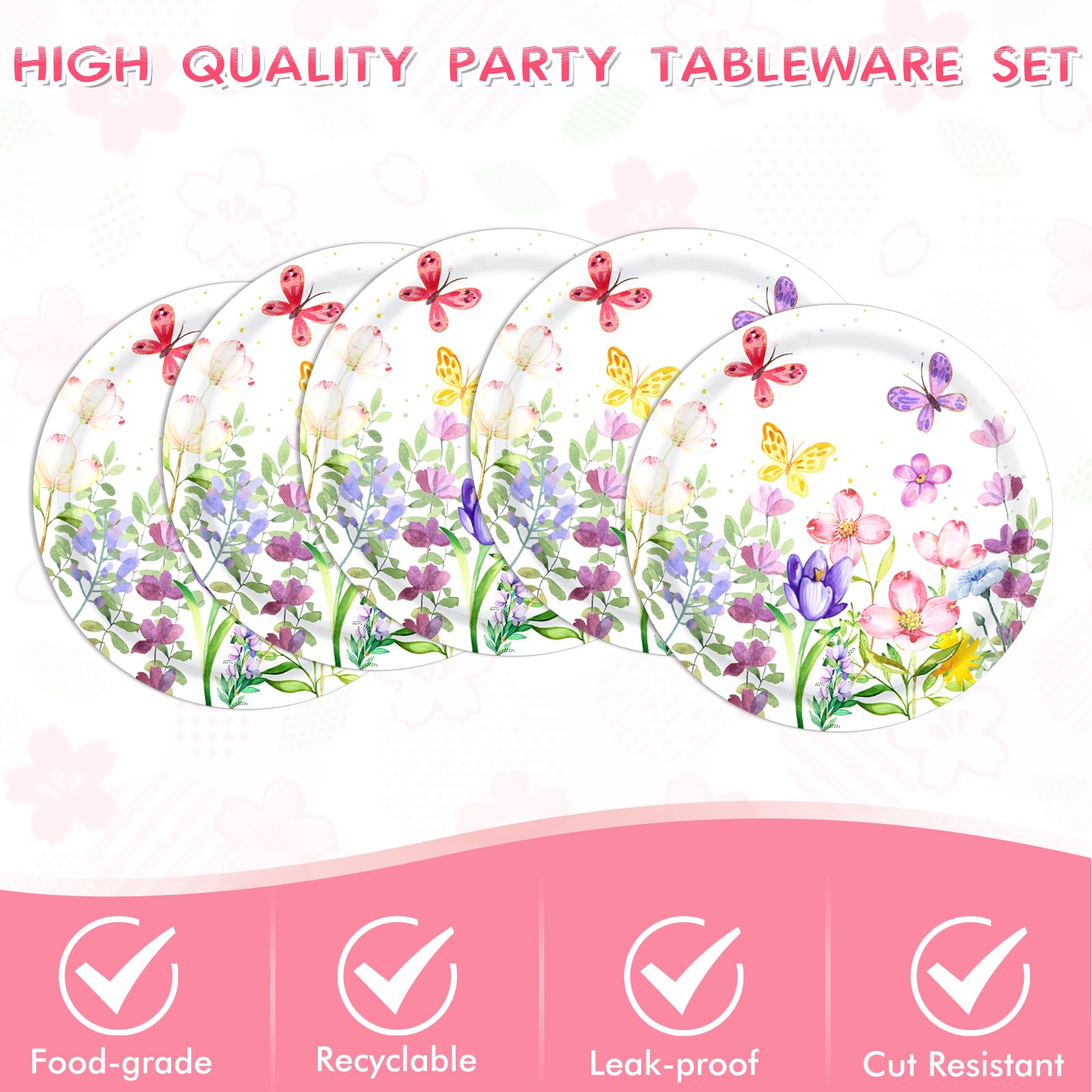 41 PCS Wildflower Party Decorations Floral Theme Disposable Tableware floral paper plates Napkin Tablecloth Floral Party Decorations for Wedding Tea