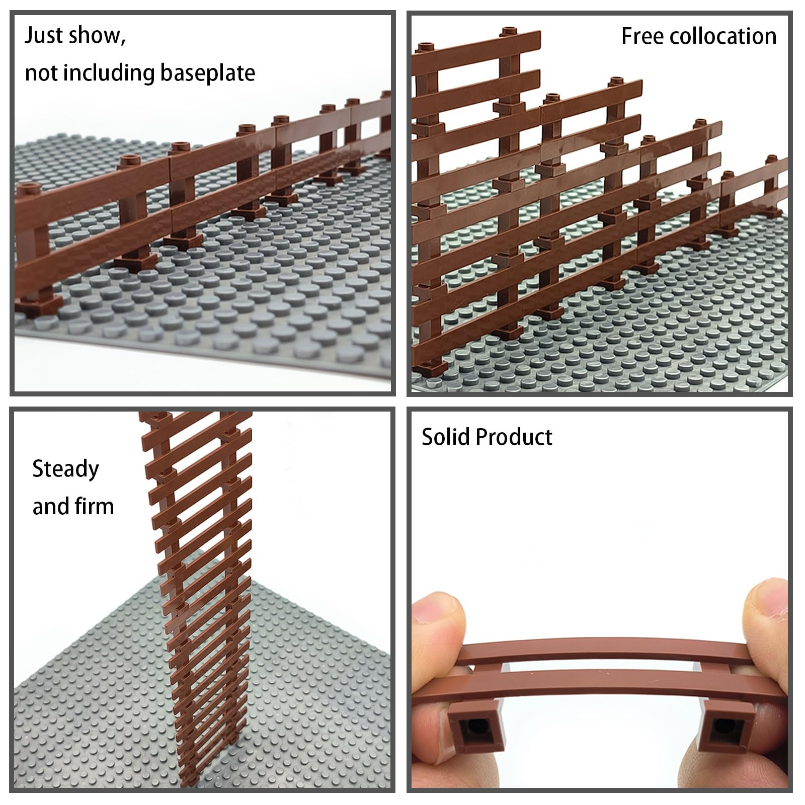 24pcs 1x8 Fences Building Block Toy Garden Farm Pieces Accessories Brown Fence Compatible with Major Brand