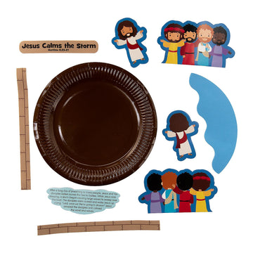 Fun Express Jesus Calms The Storm Rocking Paper Plate Craft Kit - Sunday School Crafts for Kids Ages 4-8 | Christian Crafts & Bible Activities