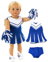 Cheerleader Outfit for 18in Dolls, Blue, Includes Dress, Underwear, and Pompoms | American Fashion World