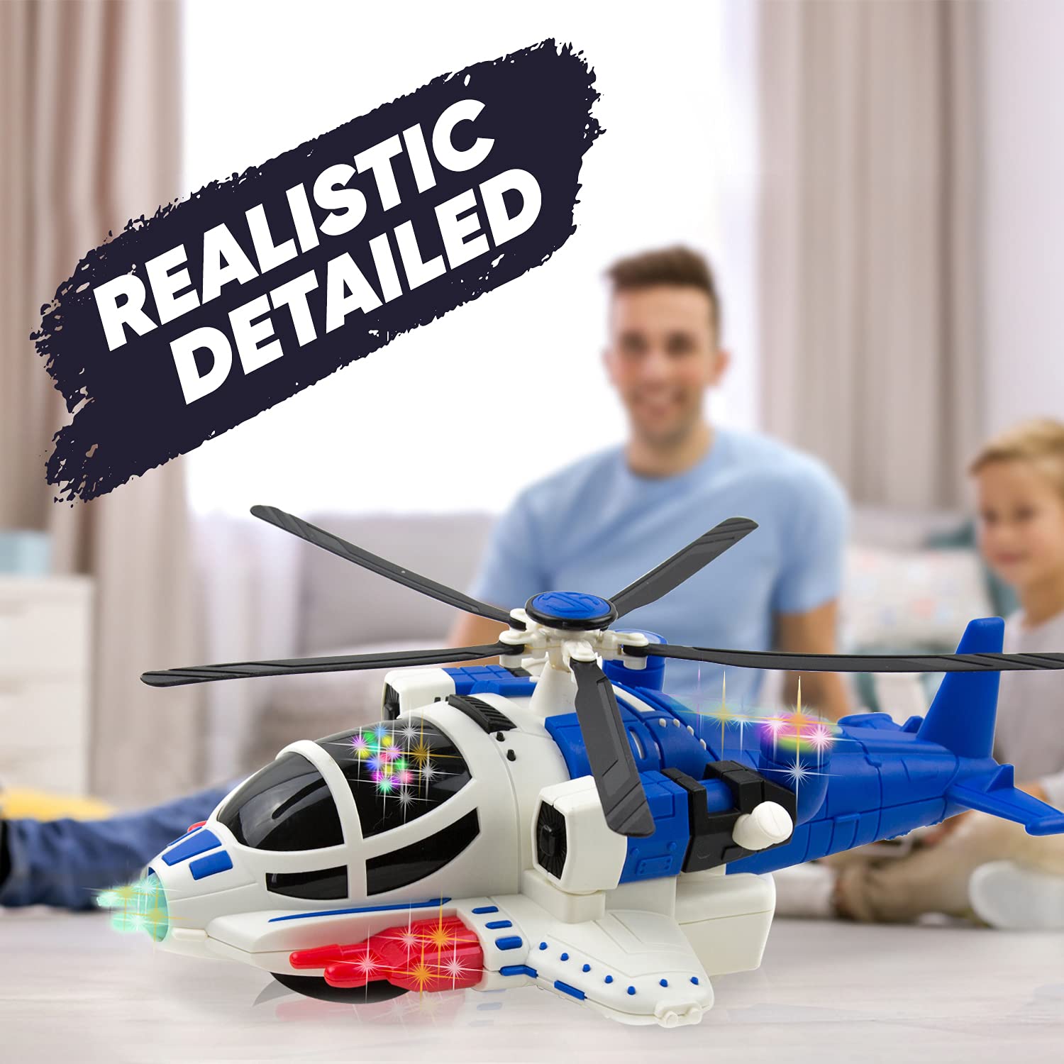 Toysery Bump and Go Helicopter Toys for Boys & Girls, Aircraft Toys Made with Durable Material, Helicopter Toy with Lights, Realistic Sound