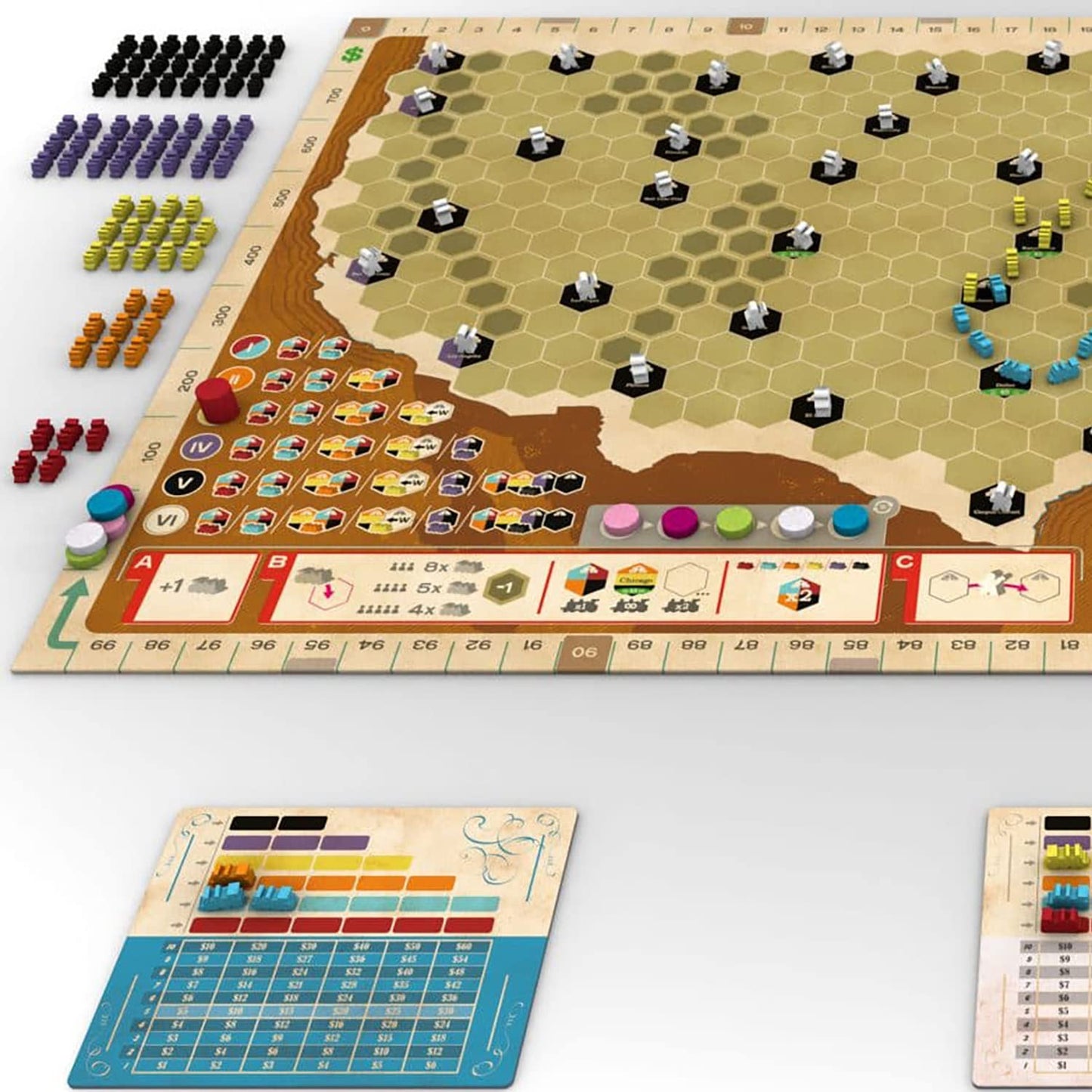 Capstone Games Ride The Rails Strategy Board Game for 3 to 5 Players | Competitive Railroad Investment with Network Expansion and Shared Routes
