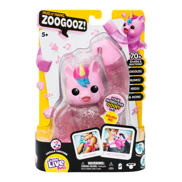Little Live Pets Hug n' Hang Zoogooz - Uoolla Unicorn. Interactive Electronic Squishy Stretchy Toy Pet with 70+ Sounds & Reactions. Stretch, Squish &
