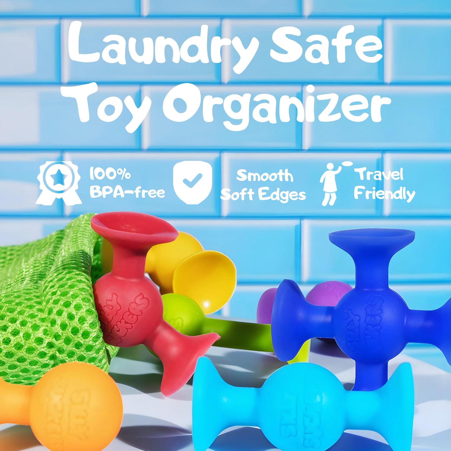 Silly Suckers Suction Toy Set - Educational Baby Bath Toys - Sensory Montessori Building Game - Toddler Bath Toys - Interactive, Creative Suction