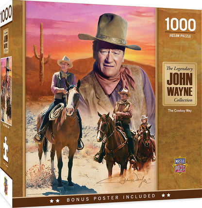 MasterPieces 1000 Piece John Wayne Jigsaw Puzzle for Adults, Family, Or Youth - The Cowboy Way - 19.25"x26.75"