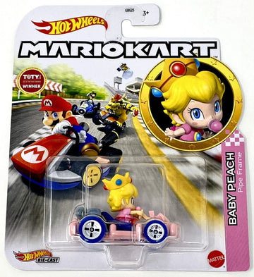 Hot Wheels Mario Kart Vehículo de Juguete Baby Peach Pipe Frame