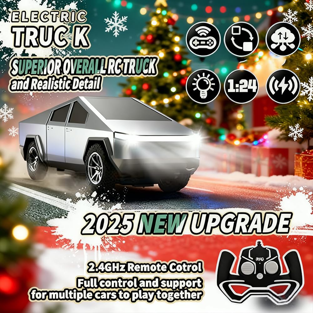 Remote Control Truck Toy CyberCar with Light Effect Truck Toy with 2.4GHz 2WD RC Car, Constant Speed Cruise Function Ideal Charistmas Gift for Kids