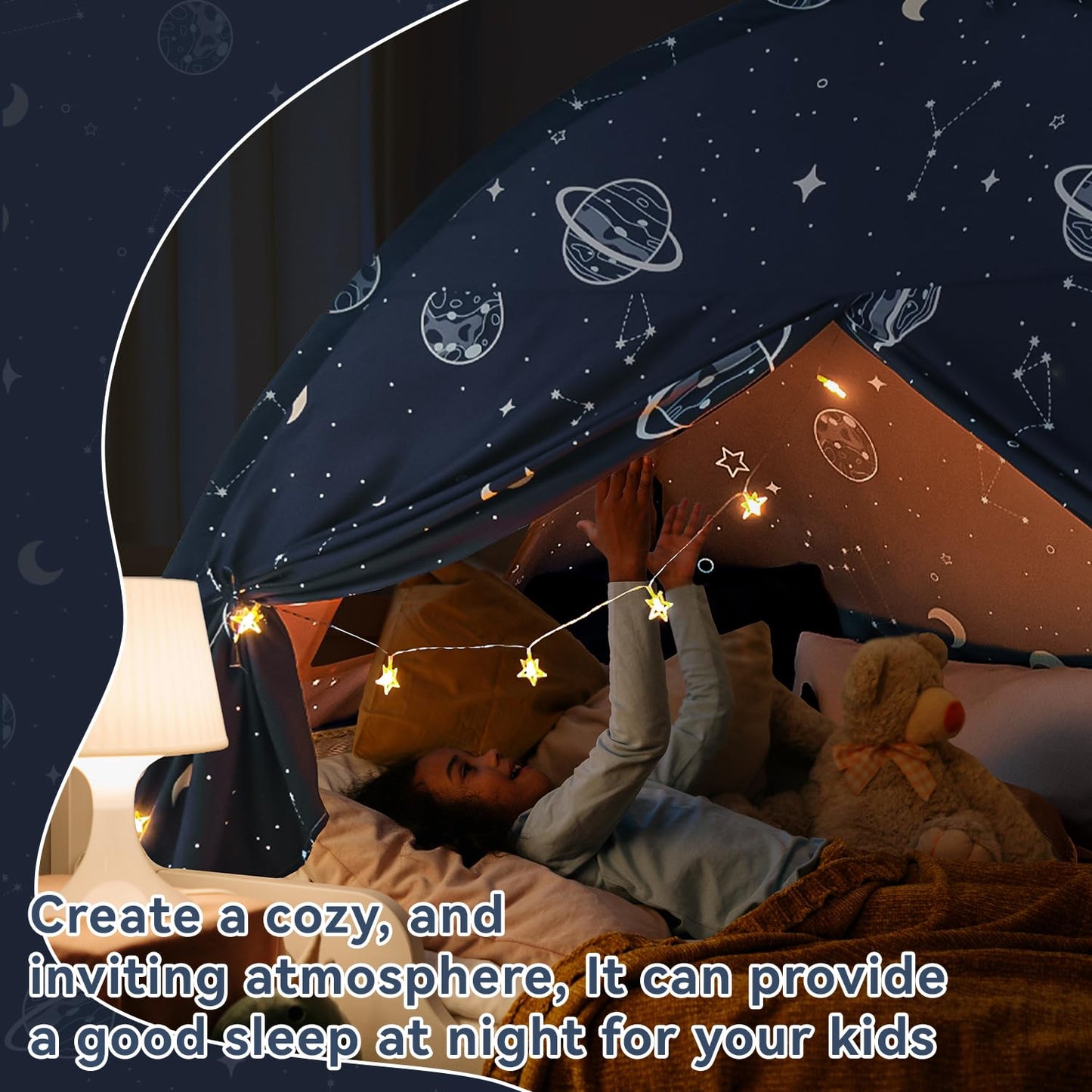 Twin Bed Tent Canopy, Space Galaxy Kids Indoor Sleep Tents