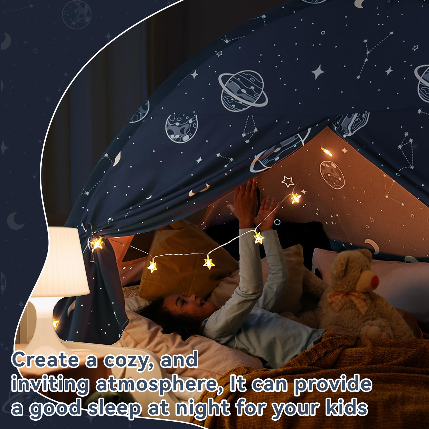 Twin Bed Tent Canopy, Space Galaxy Kids Indoor Sleep Tents