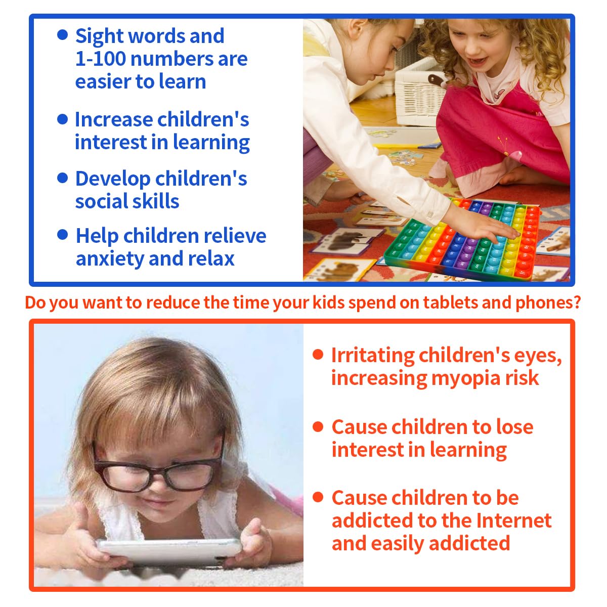 HUAZHENQI-GH Sight Word A-Z Alphabet 1-100 Numbers Toy, is an Early Reading and Numbers Enlightenment Play Toy, Suitable for Home and Classroom,Making