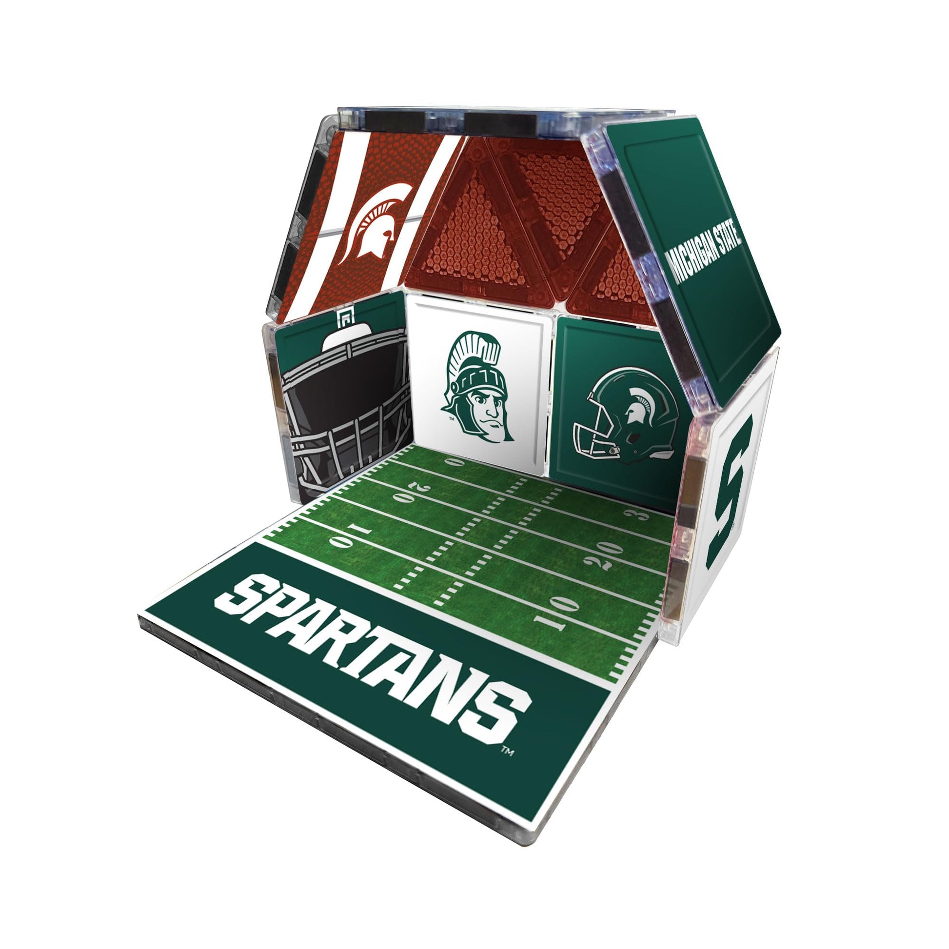 CreateOn NCAA Fan-Tiles Magnetic Match-Up Tiles for Michigan State Spartans Fans, 17-Piece Building for Kids & Adults, Officially Licensed NCAA Team