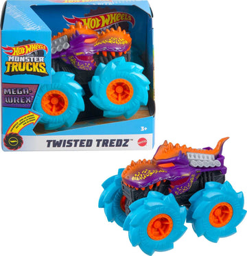 Hot Wheels Monster Trucks Twisted Tredz Creature Themed 1:43 Scale Flywheel Friction Motor Assorted Stylized Giant Wheels Power over Terrain