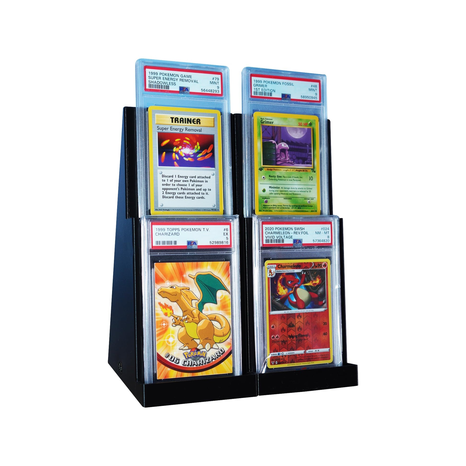 Graded Card Slab Stadium Tower Displays (2 Pack), Compatible with PSA, Beckett, SGC and CGC (Black, 2 Tier)