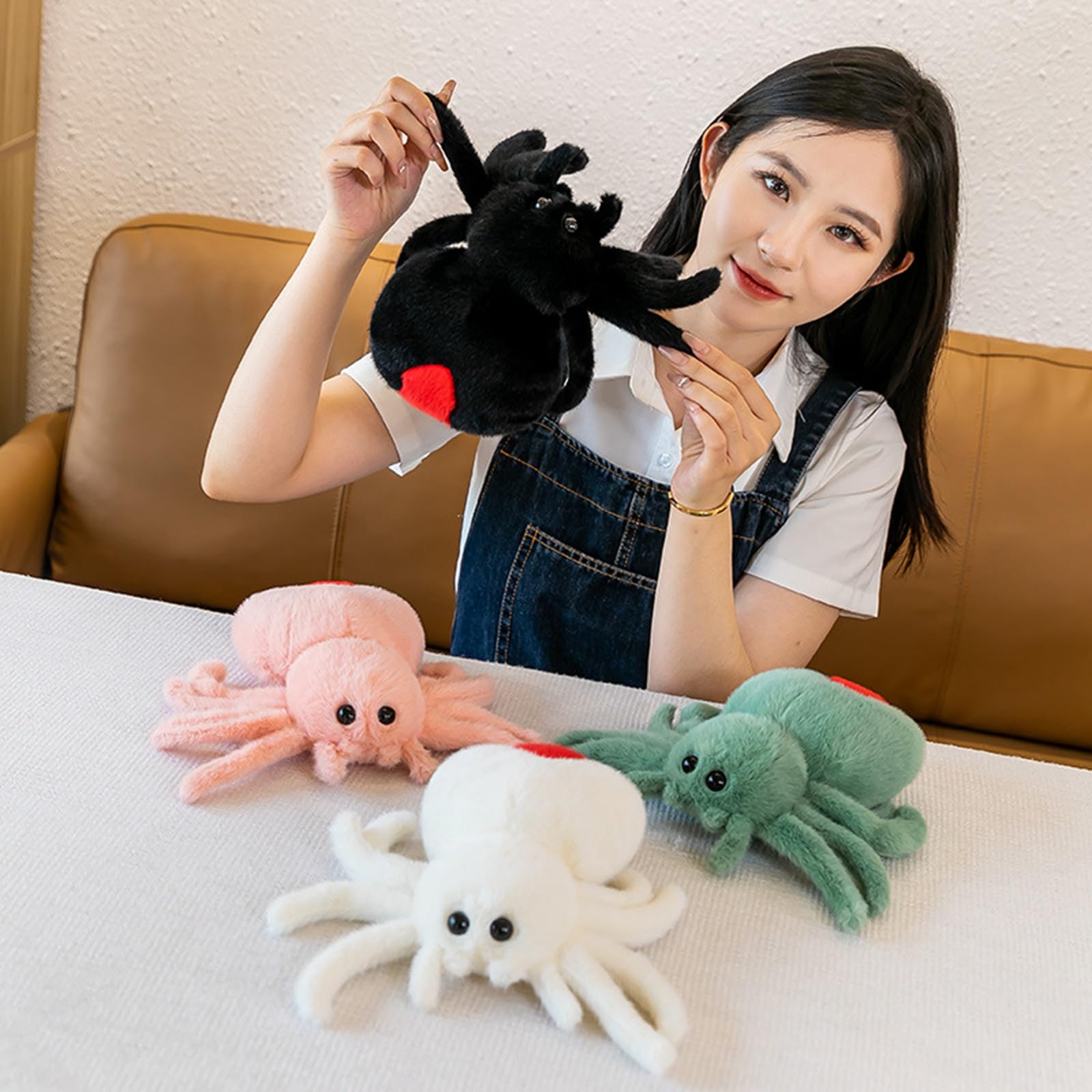 PAIOOW Plush Spider Stuffed Animal Toy, Soft 10 inch Kawaii Halloween Plush Spider Stuffed Toys Decorations Cuddle Gift for Kids and Adults (White)