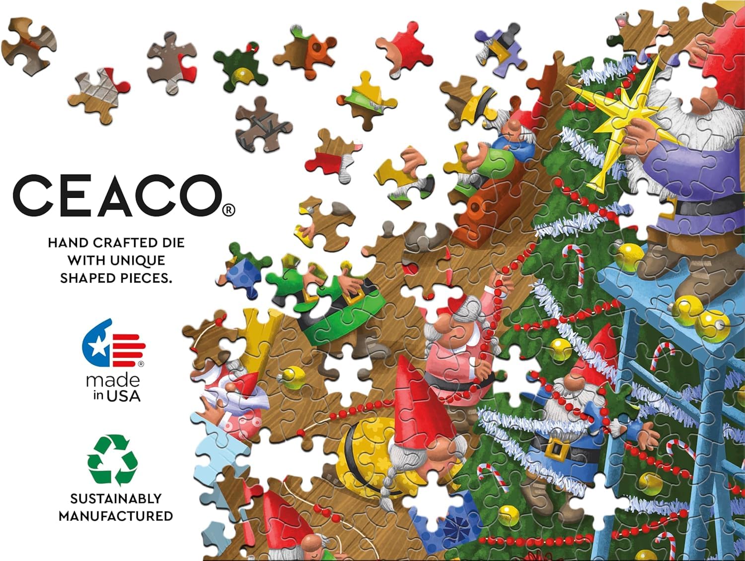 Ceaco - Holiday Christmas Time Gnomes - 100 Piece Puzzle for Kids Ages 56+