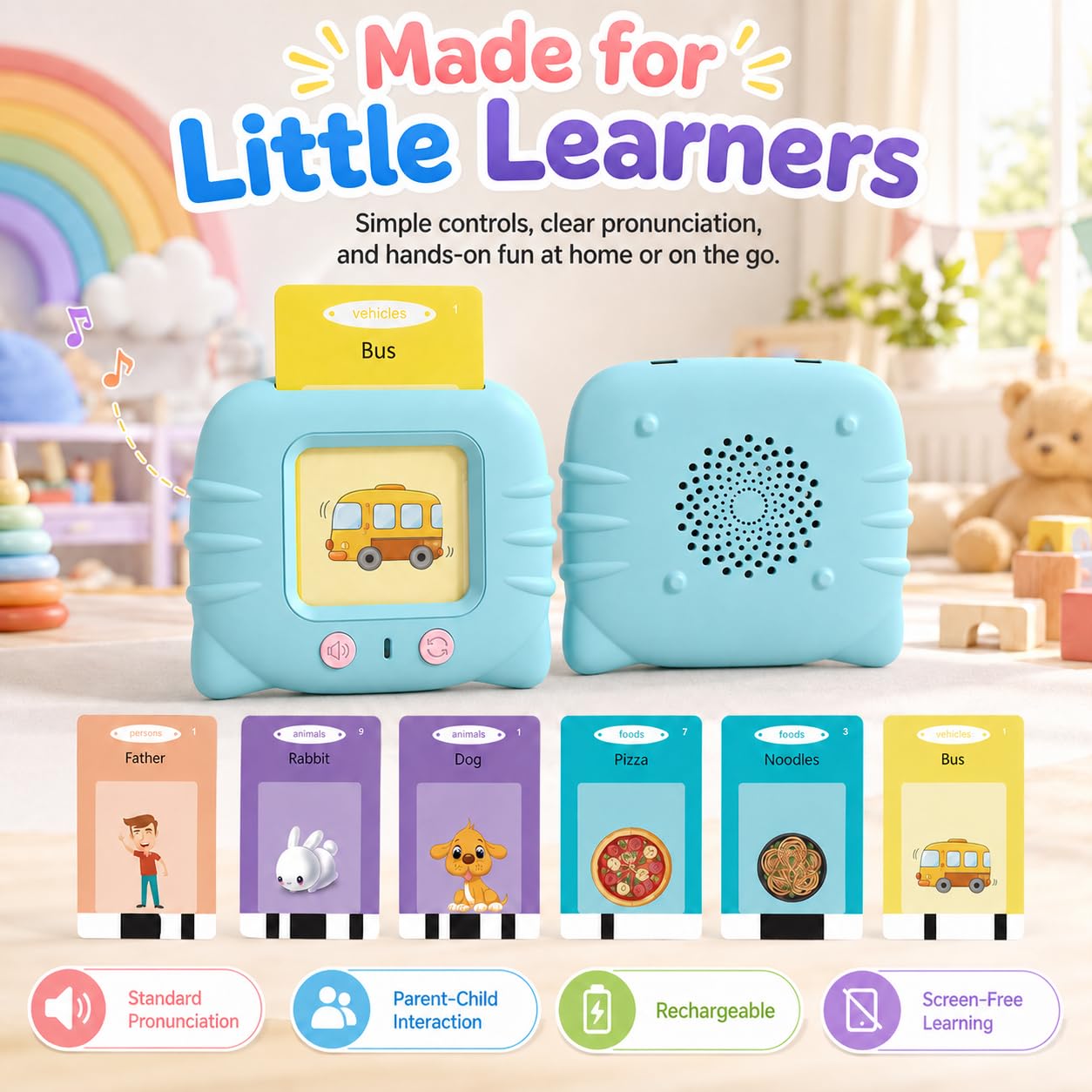 Talking Flash Cards for Toddlers 1 2 3 4 5 Year Olds, 224 Sight Words Montessori Language Learning Toys, Pocket Speech Therapy & Autism Sensory Toy