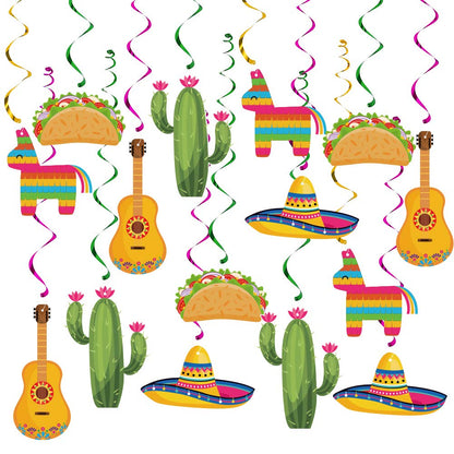 Mexican Fiesta Hanging Swirl Decorations, Cinco De Mayo Party Supplies