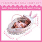 Rakki Dolli Doll Carry Cot Doll Carry Crib Doll Carrier with Fashion Embroidered Rabbit Face, Fits for 16” 18” American Girl Dolls