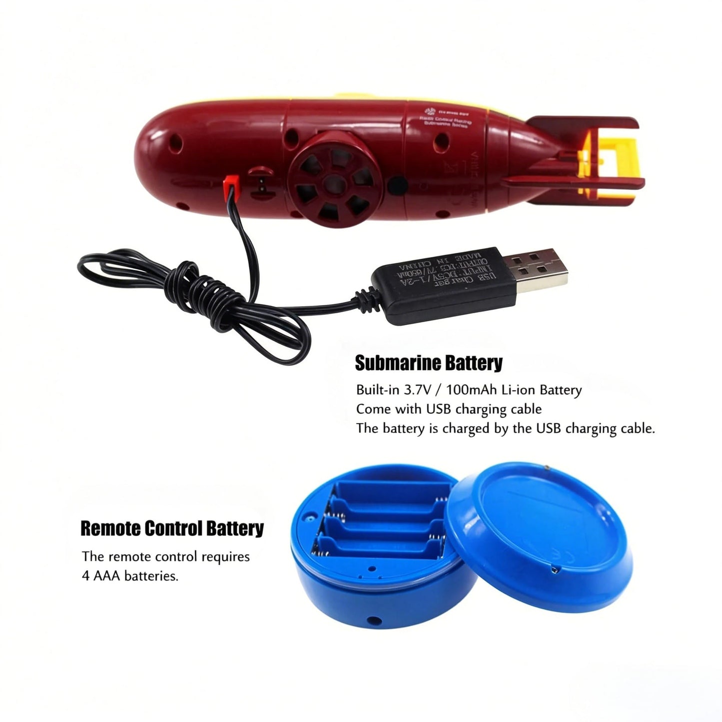 Ouhgnoh Mini RC Boat Toy Remote Control Tourist Submarine Underwater Electric Fish Tank Diving Child's Birthday Present