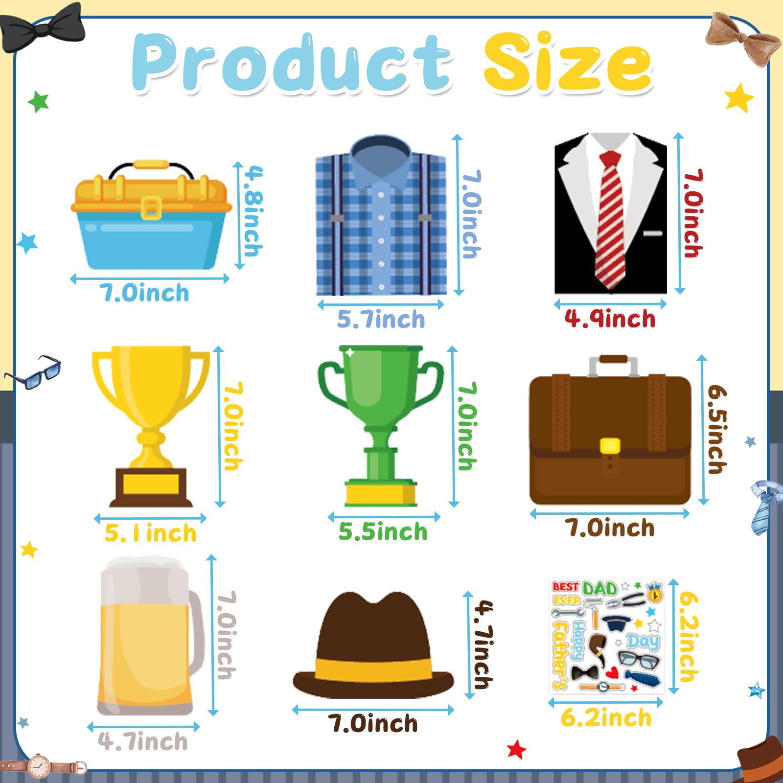 HABDJILTY 24 Set Father's Day Craft for Kids,Make Your Own Father's Gifts DIY 3D Best Dad Craft Kit for Fathers Day Handmade Crafts for Classroom