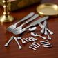 12-Piece 1/12 Scale Silver Miniature Cutlery Set - Stainless Steel Dollhouse Accessories for Cupcake Decorations and Model Displays (0.8" Tiny