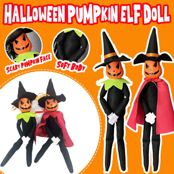 Rugwun 14Inch Halloween Pumpkin Elf Plush, Handmade Stuffed Ornament